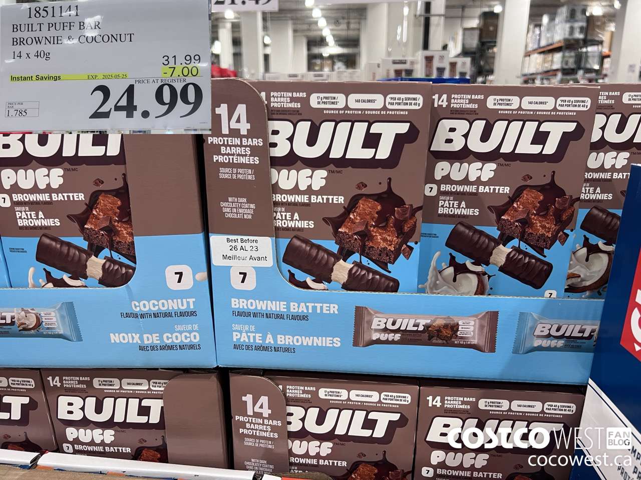 1851141 BUILT PUFF BAR BROWNIE & COCONUT 14 x 40g  ($7.00 INSTANT SAVINGS EXPIRES ON 2025-05-25) $24.99