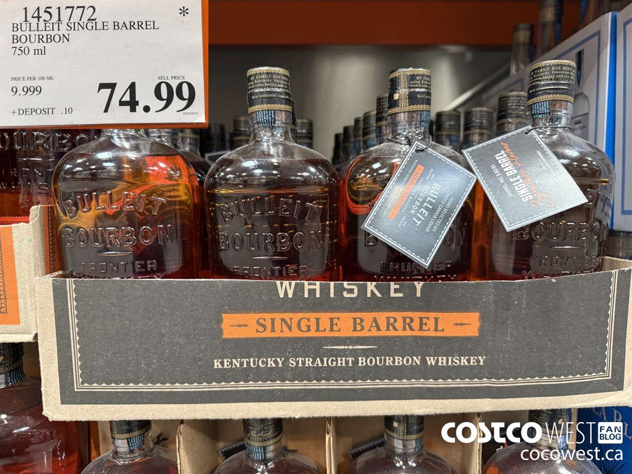 1451772 BULLEIT SINGLE BARREL BOURBON 750ML $74.99