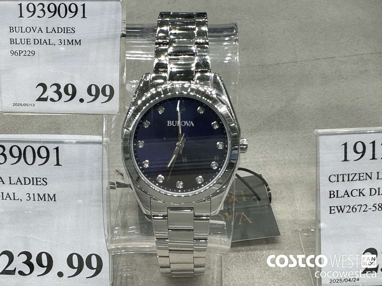 1939091 BULOVA LADIES BLUE DIAL, 31MM 96P229 $239.99