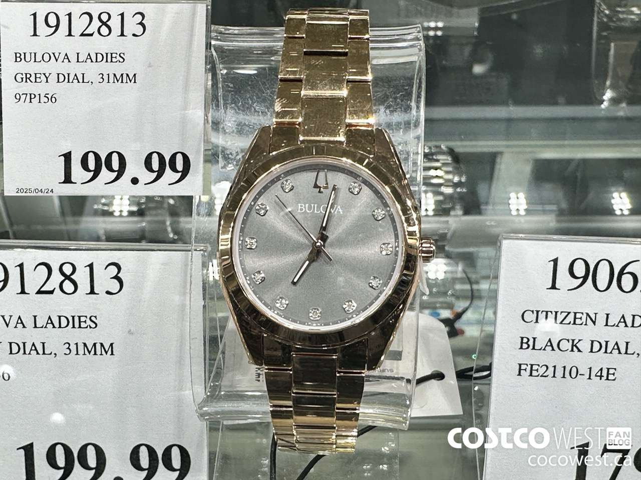 1912813 BULOVA LADIES GREY DIAL, 31MM 97P156 $199.99