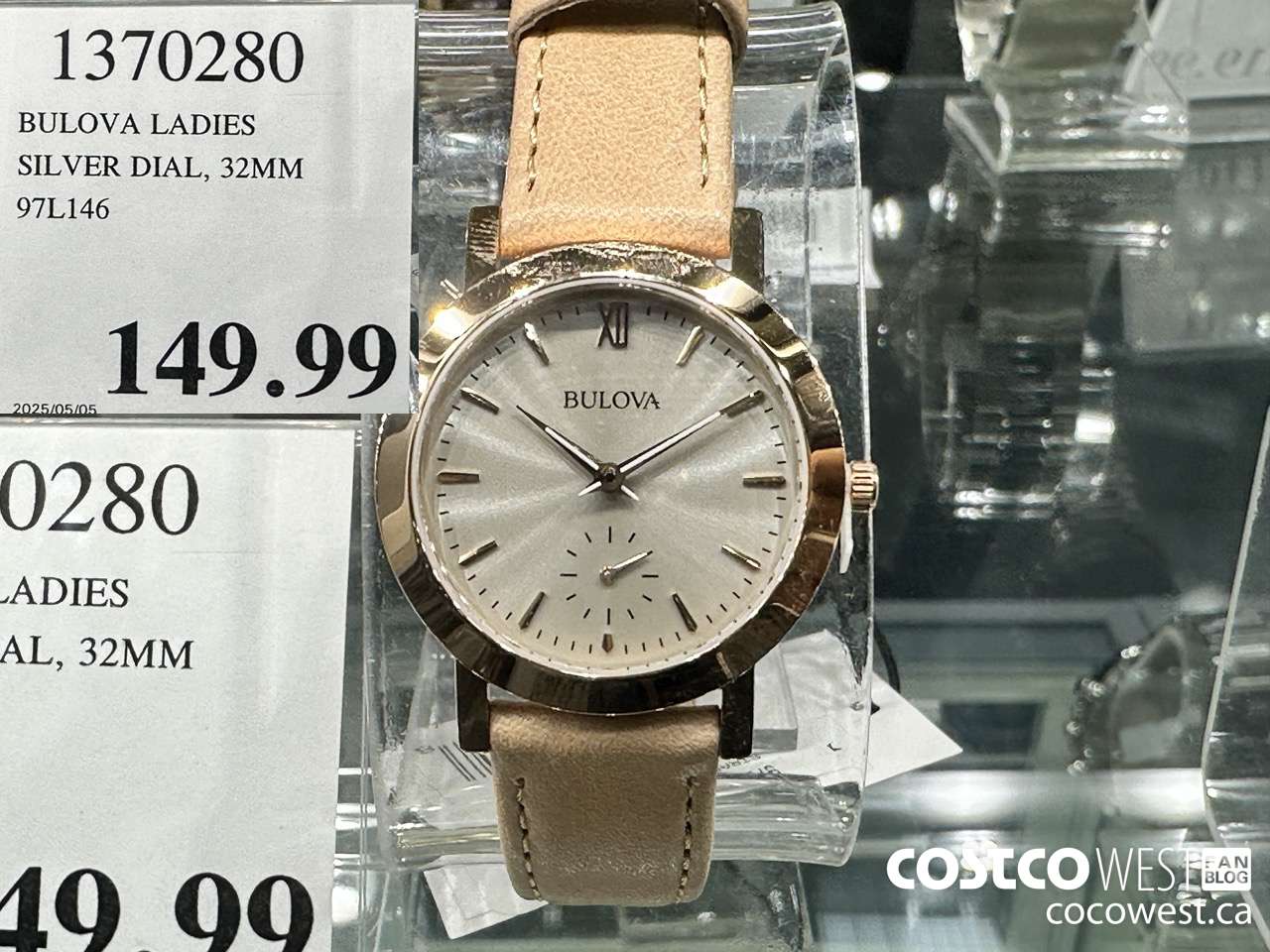 1370280 BULOVA LADIES SILVER DIAL, 32MM 97L146 $149.99