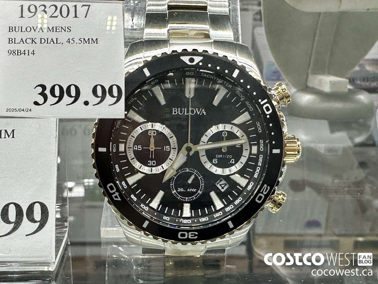 1932017 BULOVA MENS BLACK DIAL, 45.5MM 98B414 $399.99