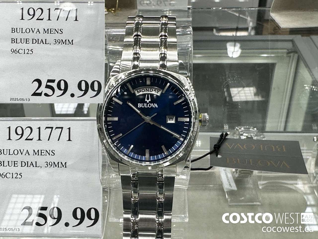 1921771 BULOVA MENS BLUE DIAL, 39MM 96C125 $259.99