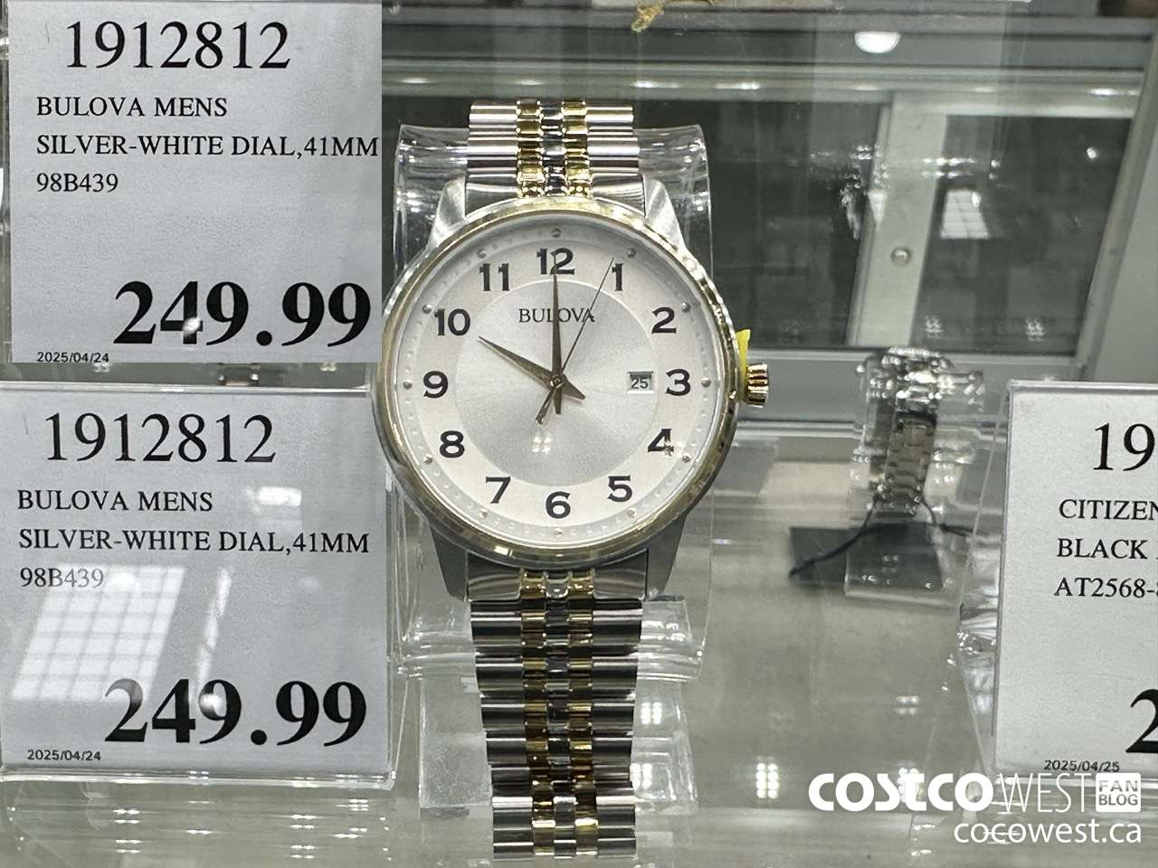 1912812 BULOVA MENS SILVER-WHITE DIAL, 41MM 98B439 $249.99