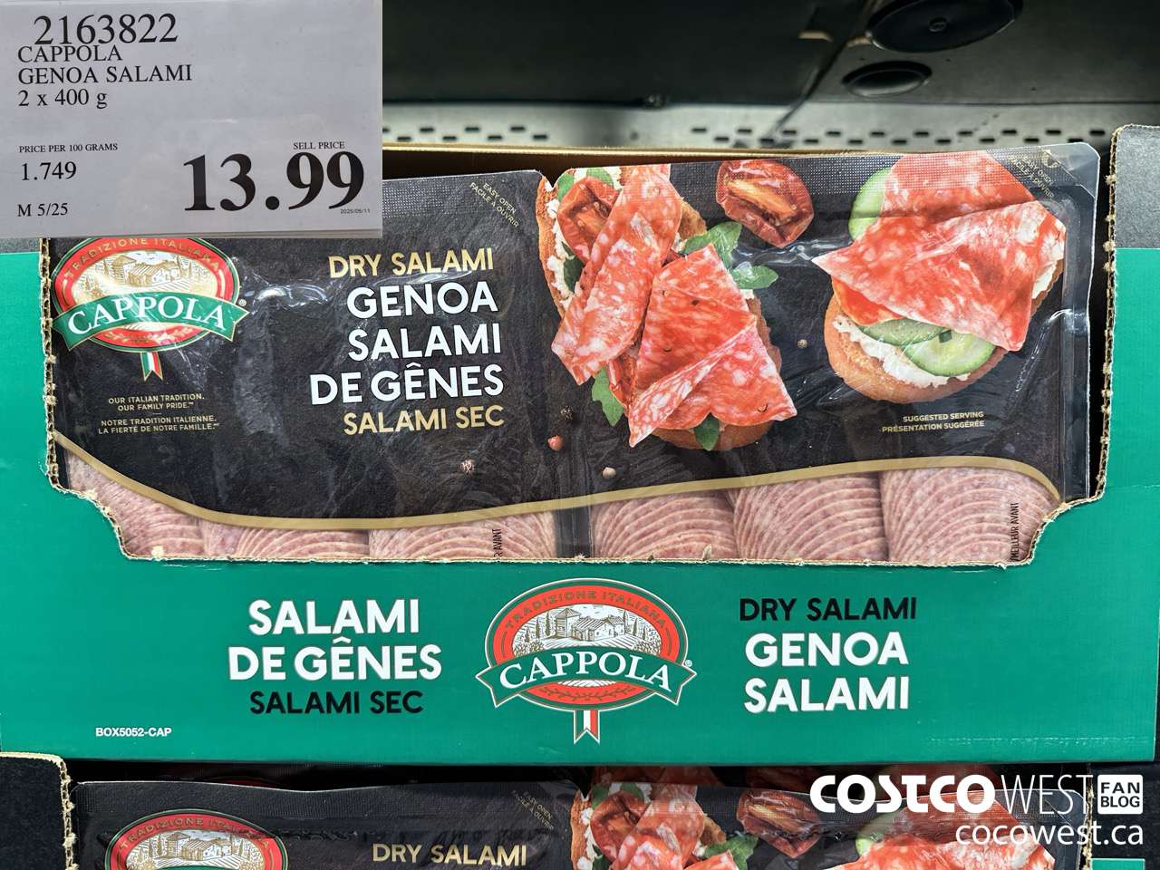 2163822 CAPPOLA GENOA SALAMI 2 X 400G $13.99