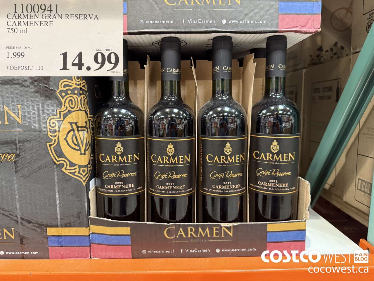 1100941 CARMEN GRAN RESERVA CARMENERE 750 ML $14.99