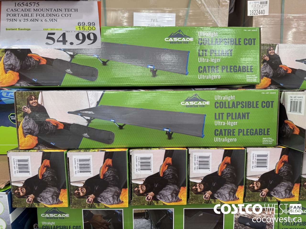 1654575 CASCADE MOUNTAIN TECH PORTABLE FOLDING COT ($15.00 INSTANT SAVINGS EXPIRES ON 2025-05-11) $54.99