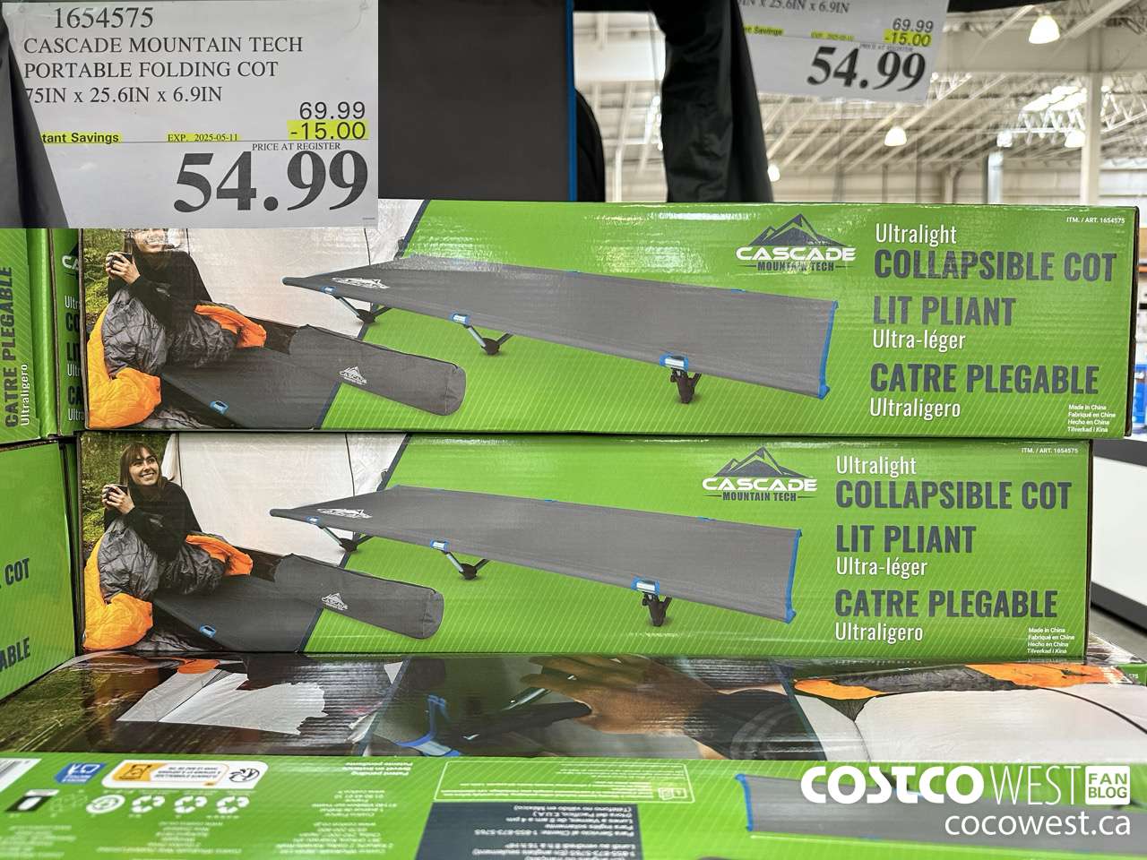 1654575 CASCADE MOUNTAIN TECH PORTABLE FOLDING COT ($15.00 INSTANT SAVINGS EXPIRES ON 2025-05-11) $54.99