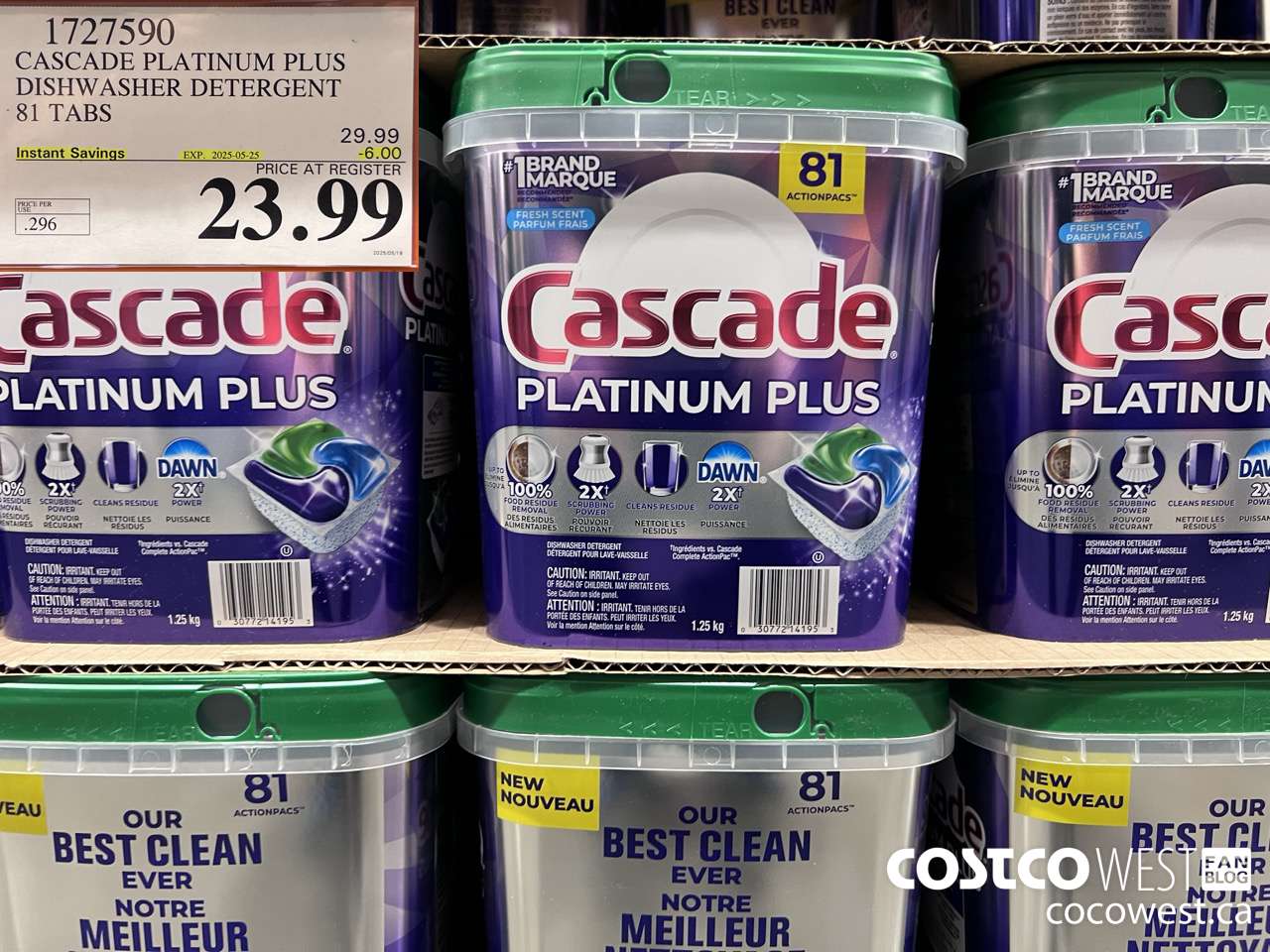 1727590 CASCADE PLATINUM PLUS DISHWASHER DETERGENT 81 TABS ($6.00 INSTANT SAVINGS EXPIRES ON 2025-05-25) $23.99