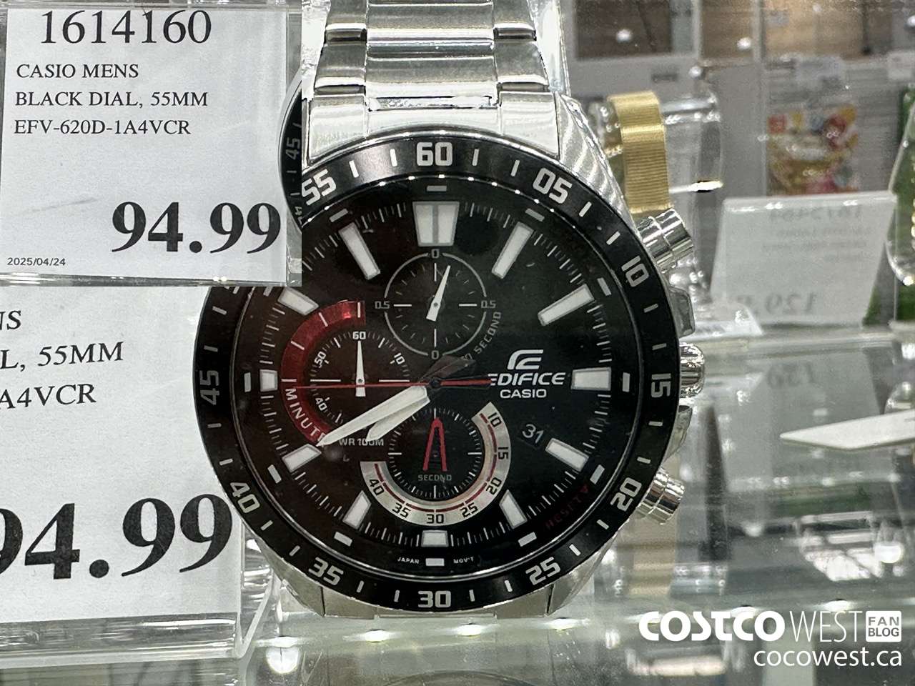 1614160 CASIO MENS BLACK DIAL, 55MM EFV-620D-1A4VCR $94.99