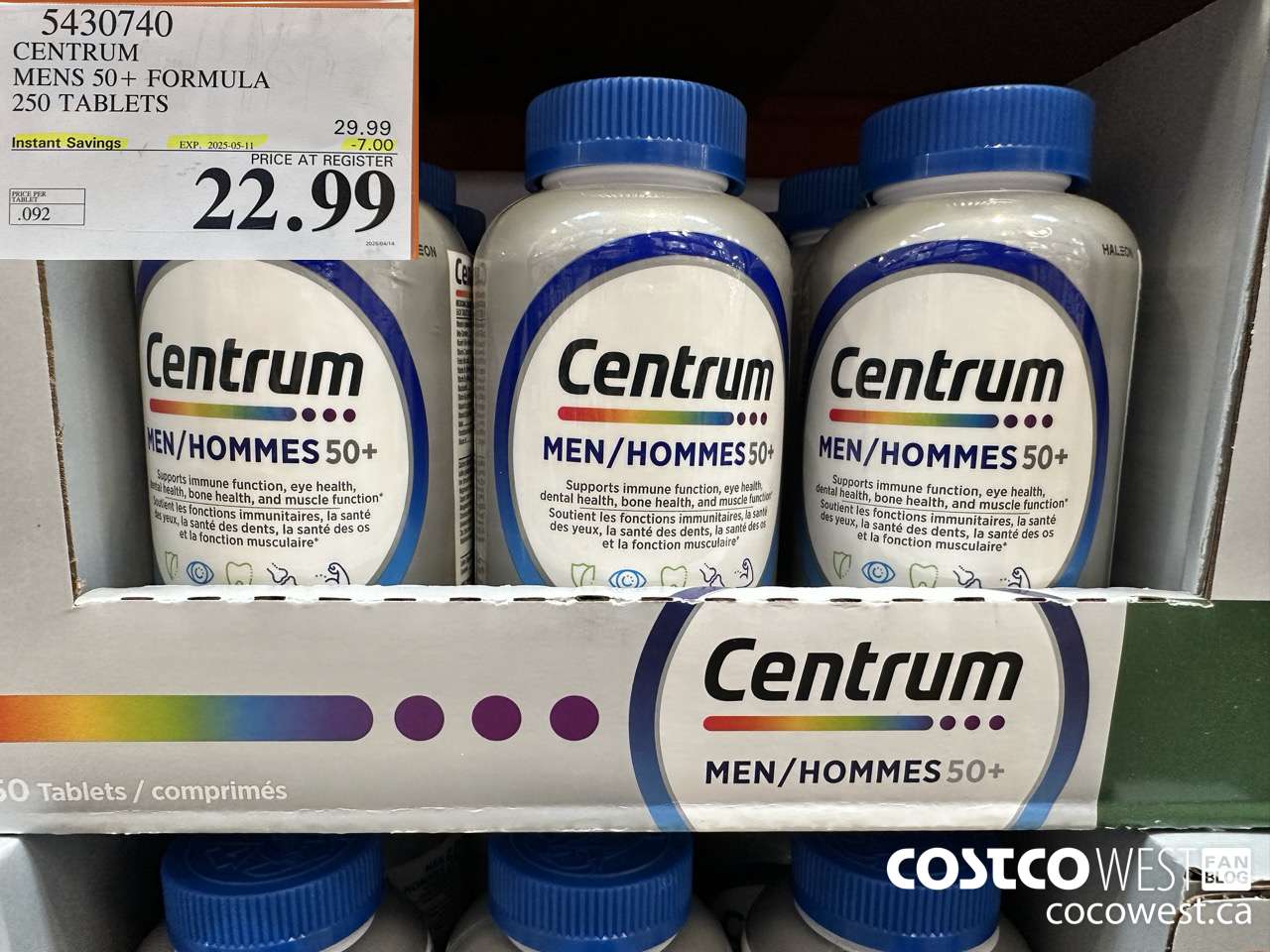 5430740 CENTRUM MENS 50+ 250 TABLETS ($7.00 INSTANT SAVINGS EXPIRES ON 2025-05-11) $22.99