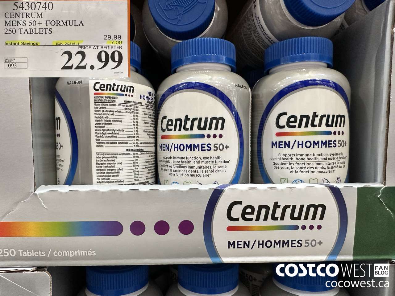 5430740 CENTRUM MENS 50+ 250 TABLETS ($7.00 INSTANT SAVINGS EXPIRES ON 2025-05-11) $22.99