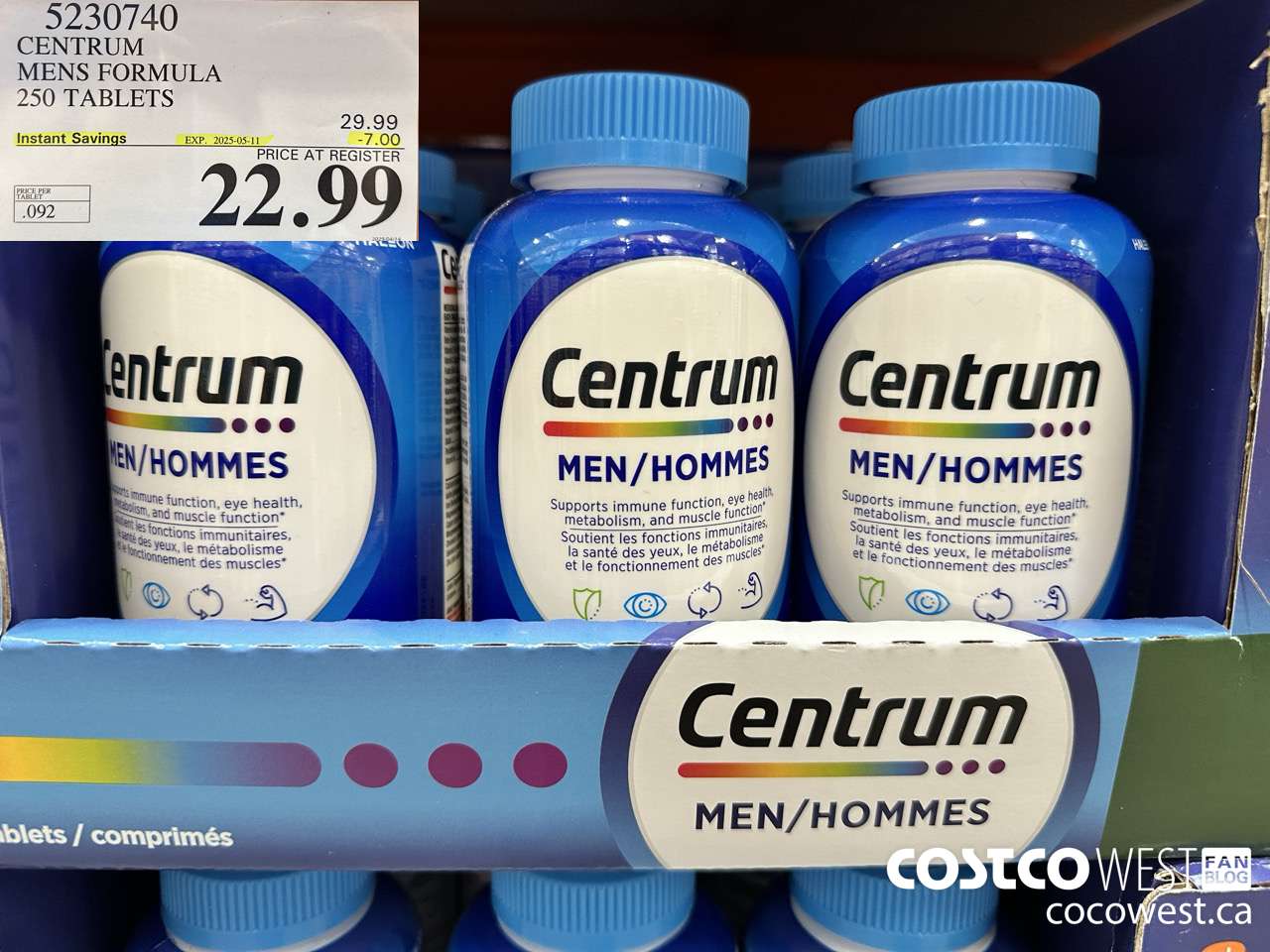 5230740 CENTRUM MEN 250 TABLETS ($7.00 INSTANT SAVINGS EXPIRES ON 2025-05-11) $22.99