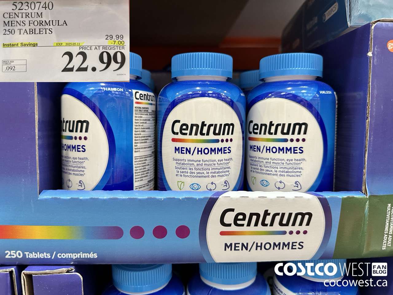 5230740 CENTRUM MEN 250 TABLETS ($7.00 INSTANT SAVINGS EXPIRES ON 2025-05-11) $22.99
