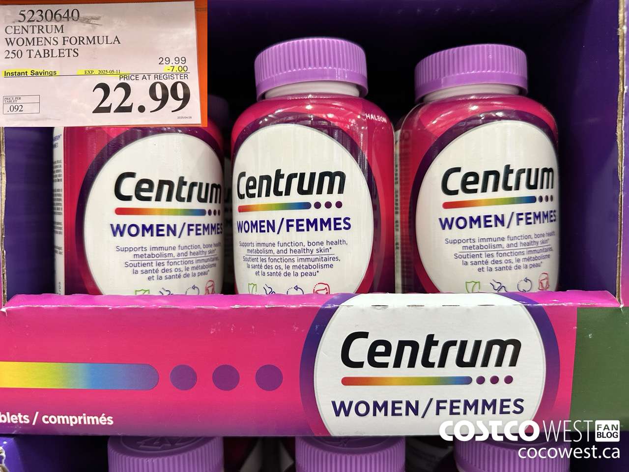 523064 CENTRUM WOMEN 250 TABLETS ($7.00 INSTANT SAVINGS EXPIRES ON 2025-05-11) $22.99