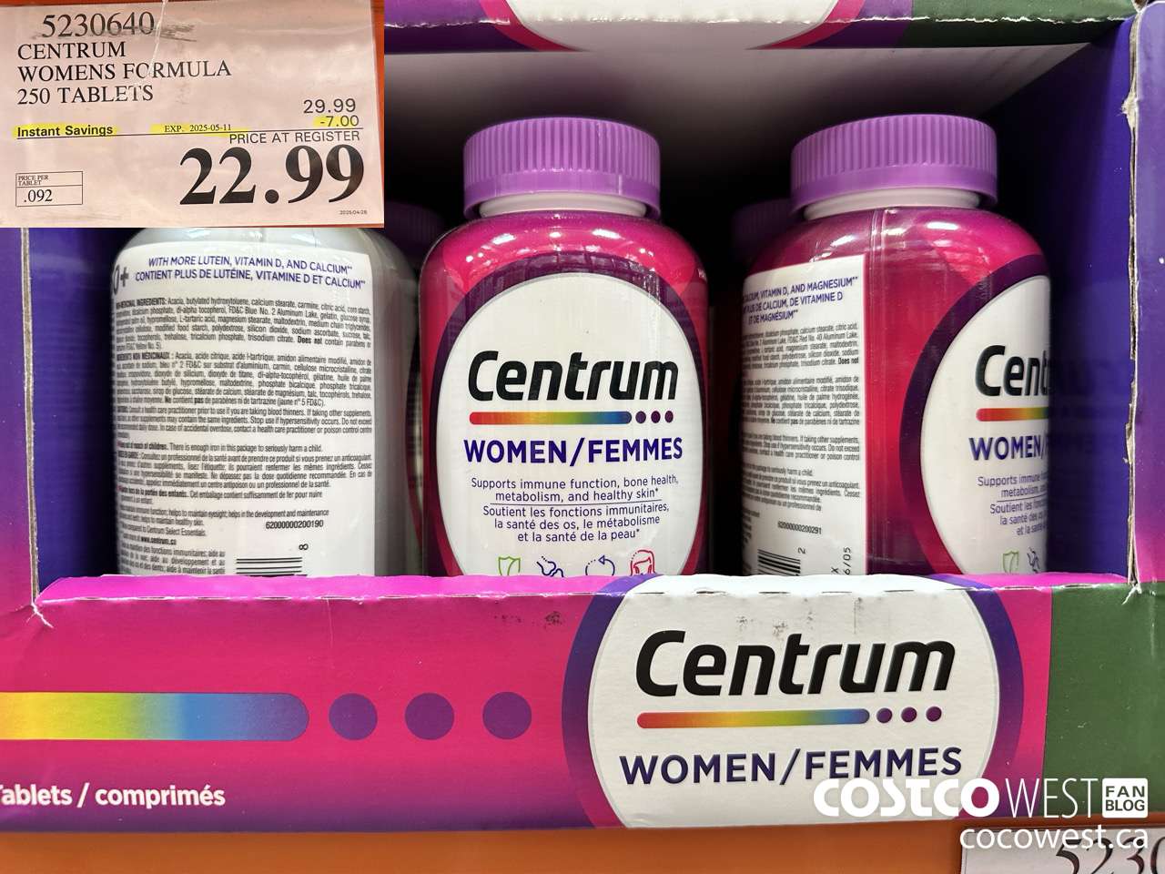 5230640 CENTRUM WOMEN 250 TABLETS ($7.00 INSTANT SAVINGS EXPIRES ON 2025-05-11) $22.99