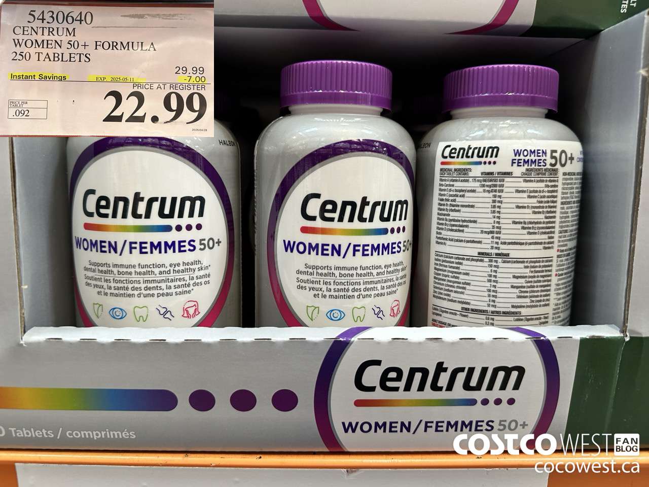 5430640 CENTRUM WOMEN 50+ 250 TABLET ($7.00 INSTANT SAVINGS EXPIRES ON 2025-05-11) $22.99