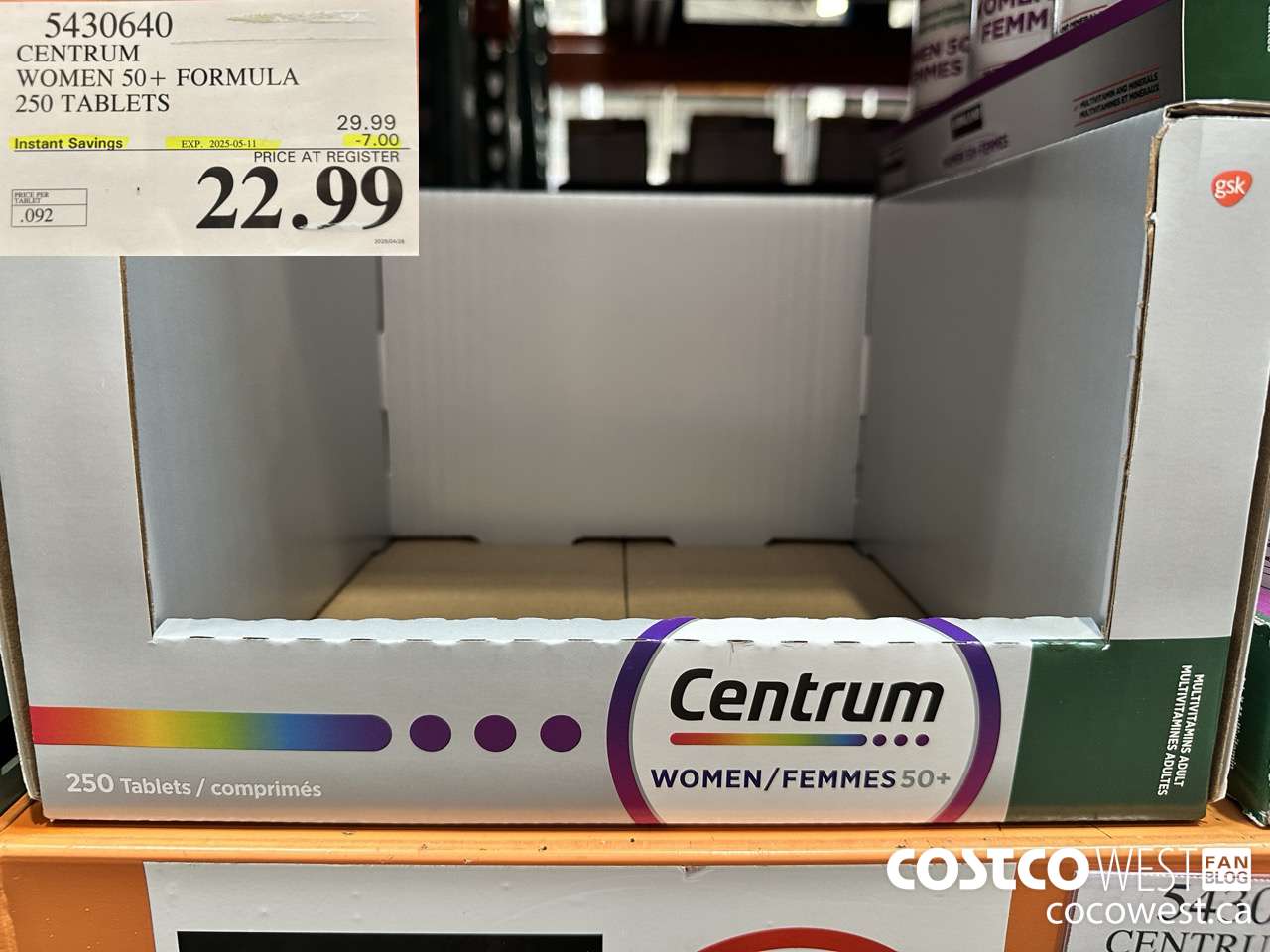 5430640 CENTRUM WOMEN 50+ 250 TABLET ($7.00 INSTANT SAVINGS EXPIRES ON 2025-05-11) $22.99