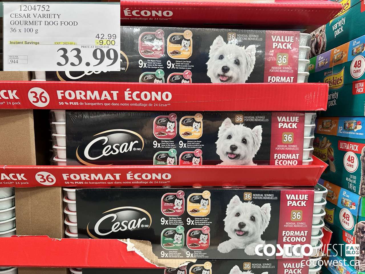 1204752 CESAR VARIETY GOURMET DOG FOOD 36 x 100 g ($9.00 INSTANT SAVINGS EXPIRES ON 2025-05-11) $33.99