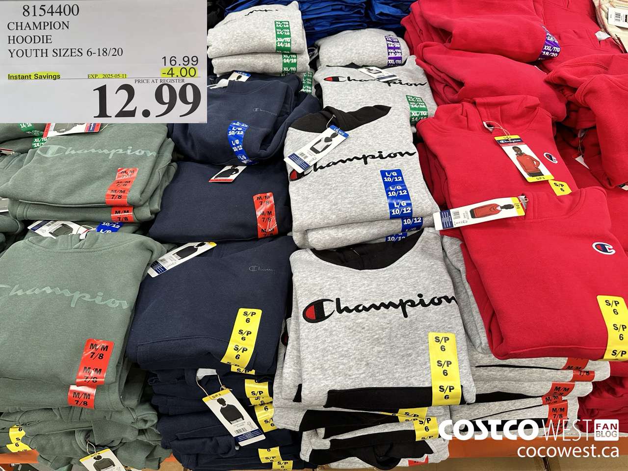 8154400 CHAMPION HOODIE YOUTH SIZES 16-18/20 ($4.00 INSTANT SAVINGS EXPIRES ON 2025-05-11) $12.99