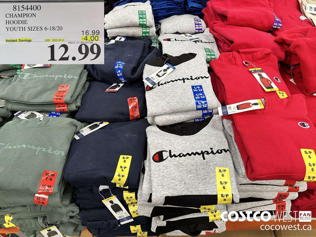 8154400 CHAMPION HOODIE YOUTH SIZES 16-18/20 ($4.00 INSTANT SAVINGS EXPIRES ON 2025-05-11) $12.99