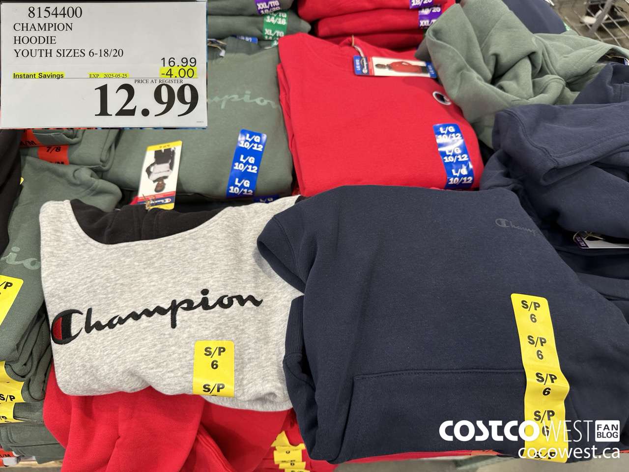 8154400 CHAMPION HOODIE YOUTH SIZES 16-18/20 ($4.00 INSTANT SAVINGS EXPIRES ON 2025-05-25) $12.99