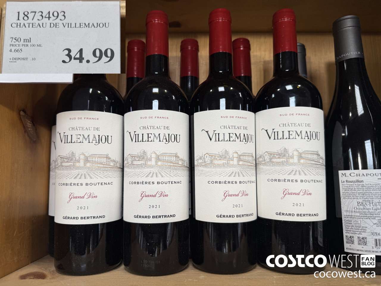 1873493 CHATEAU DE VILLEMAJOU 750ML $34.99