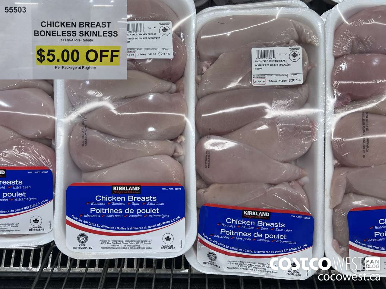 55503 CHICKEN BREASTS BONELESS SKINLESS ($5.00 INSTANT SAVINGS)