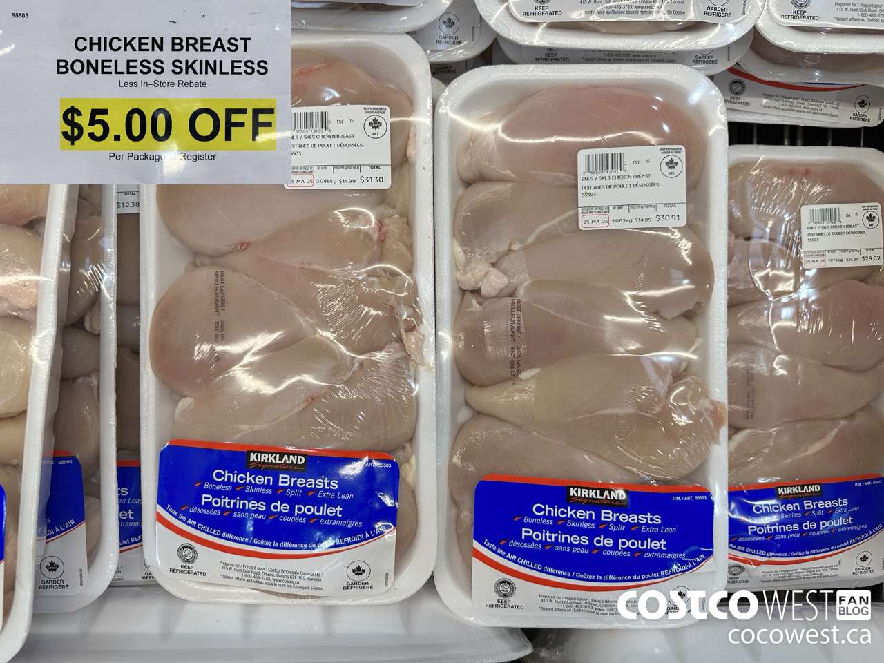 55503 CHICKEN BREASTS BONELESS SKINLESS ($5.00 INSTANT SAVINGS)