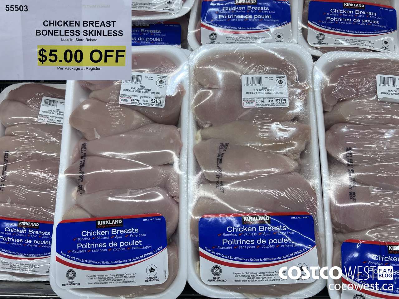 55503 CHICKEN BREASTS BONELESS SKINLESS ($5.00 INSTANT SAVINGS)