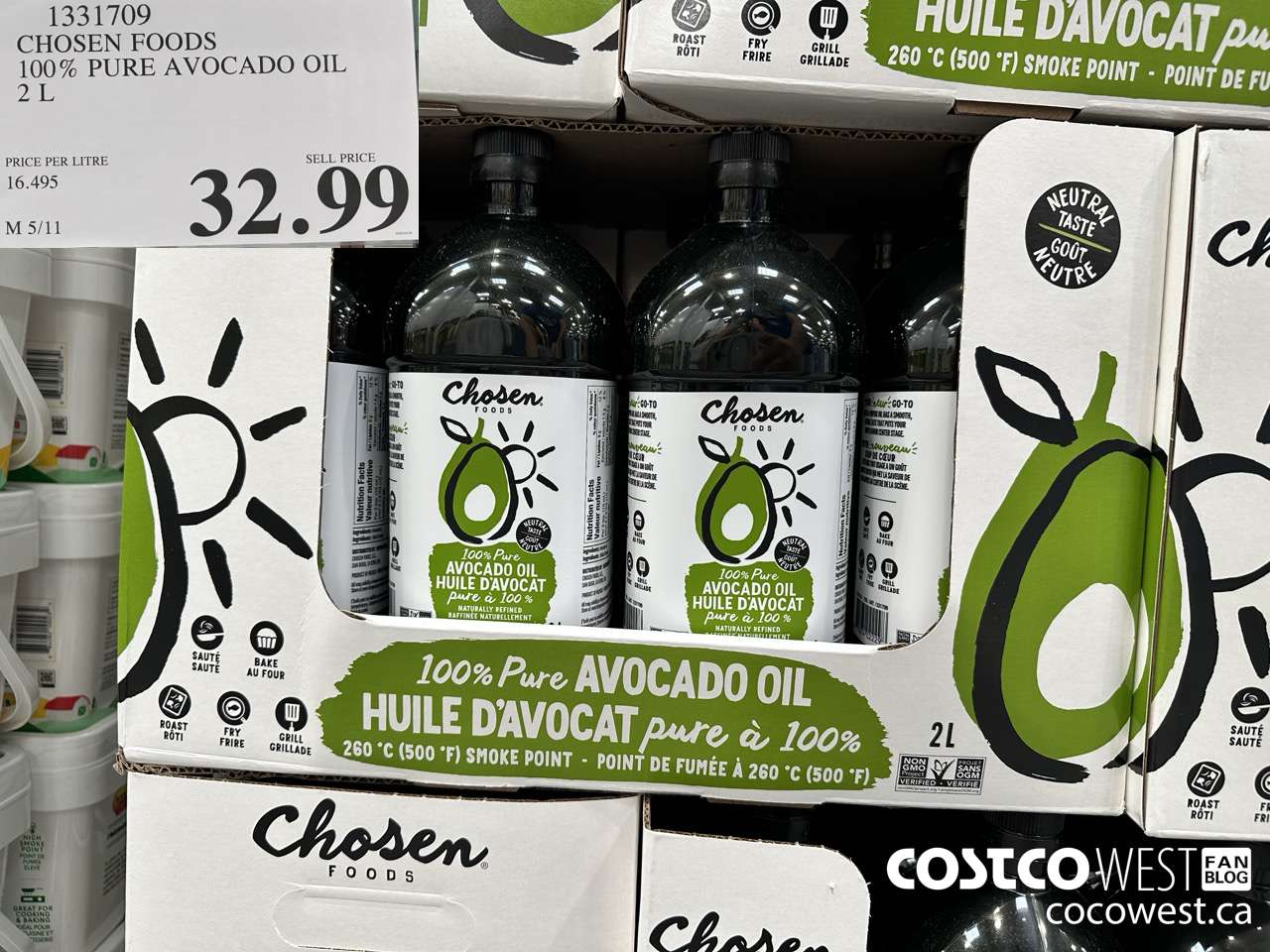 1331709 CHOSEN FOODS 100% PURE AVOCADO OIL 2L $32.99