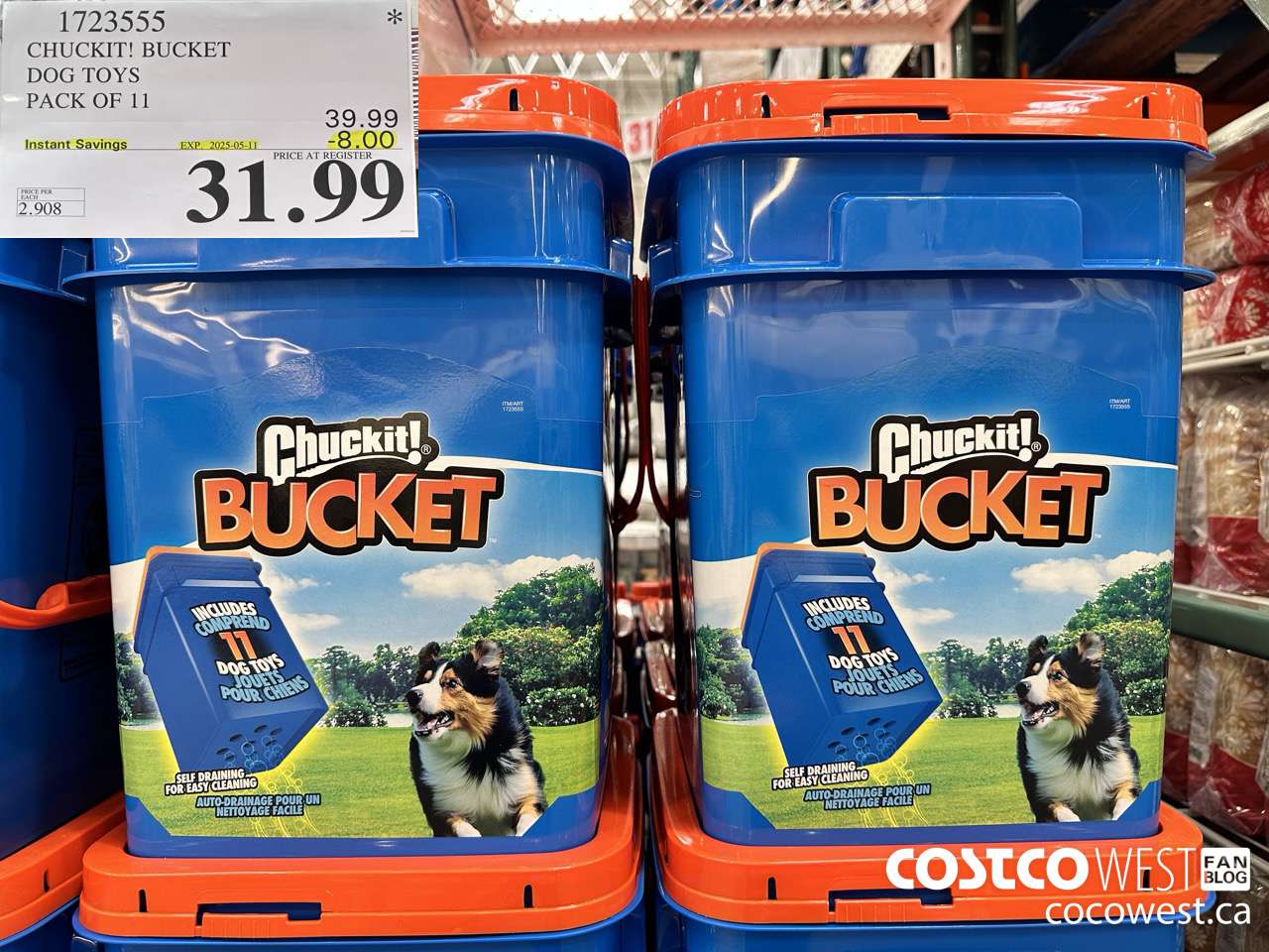 1723555 CHUCK-IT BUCKET DOG TOYS PACK OF 11 ($8.00 INSTANT SAVINGS EXPIRES ON 2025-05-11) $31.99