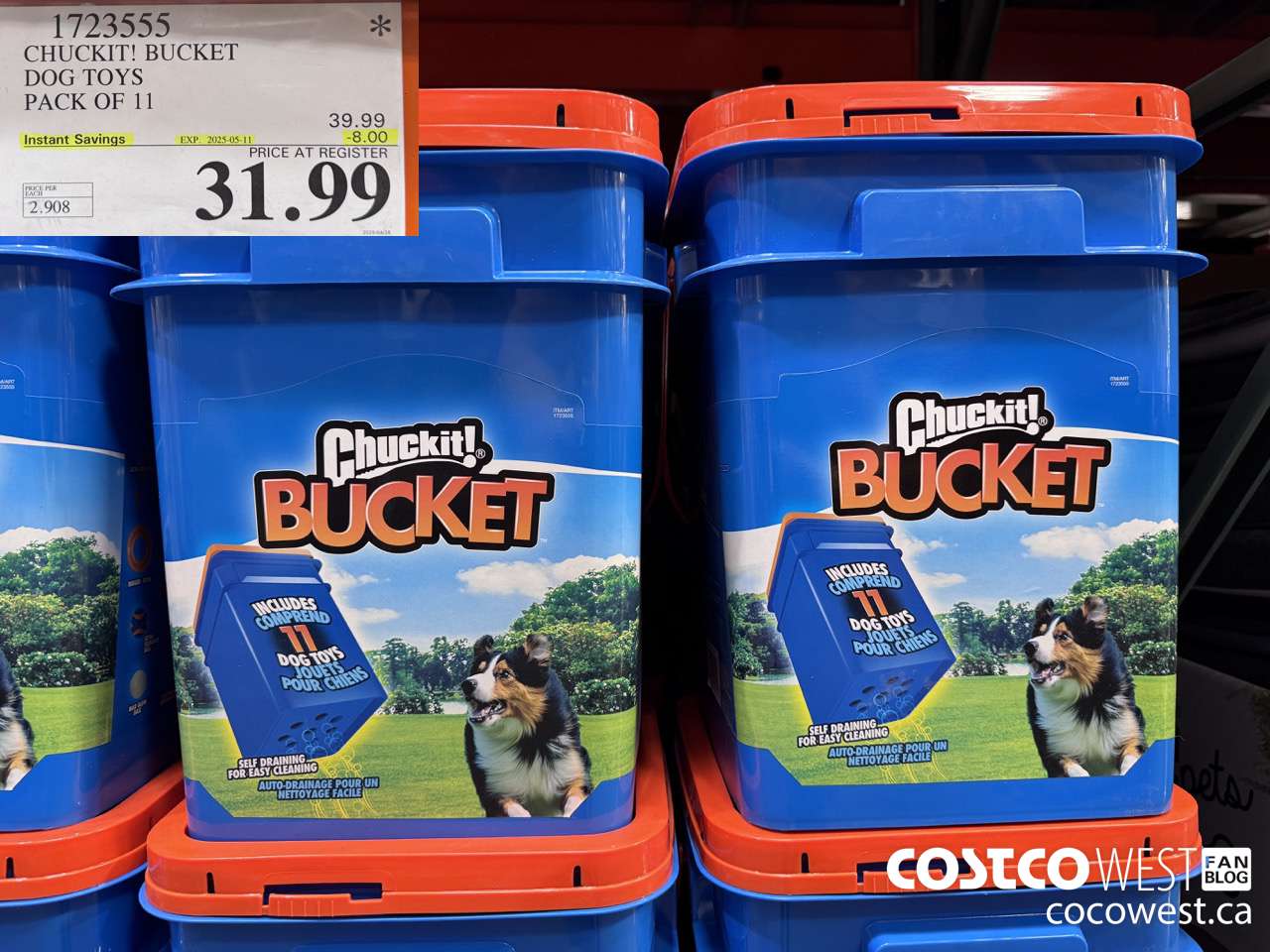 1723555 CHUCK-IT BUCKET DOG TOYS PACK OF 11 ($8.00 INSTANT SAVINGS EXPIRES ON 2025-05-11) $31.99