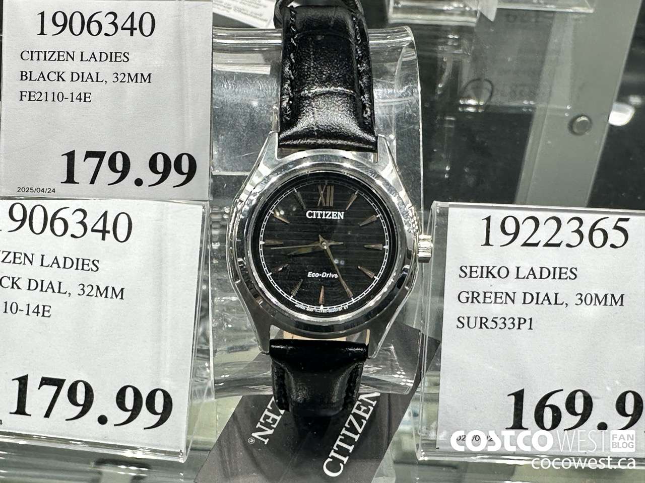 1906340 CITIZEN LADIES BLACK DIAL, 32MM FE2110-14E $179.99