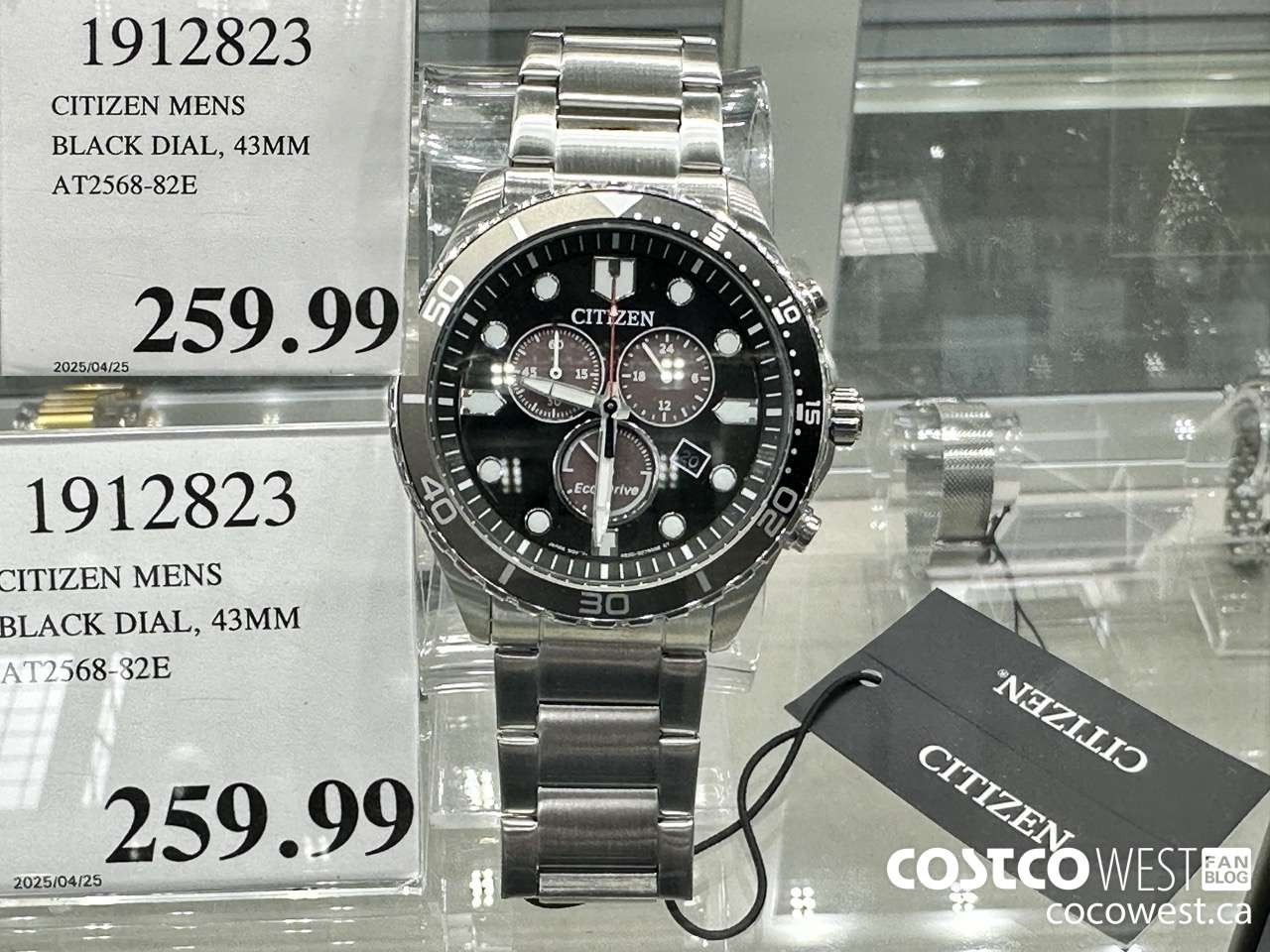 1912823 CITIZEN MENS BLACK DIAL, 43MM AT2568-82E $259.99