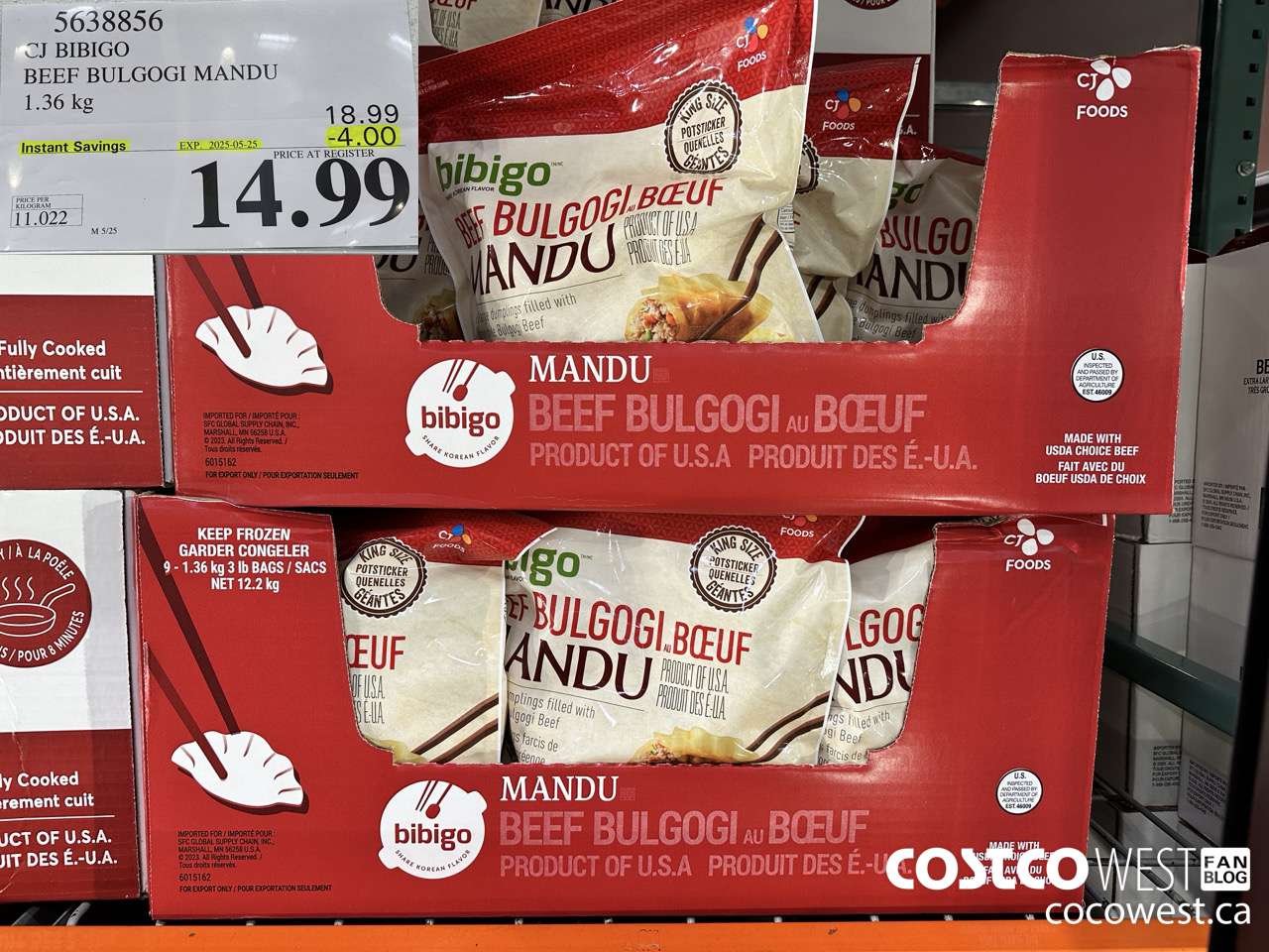 5638856 CJ BIBIGO BEEF BULGOGI MANDU 1.36 kg ($4.00 INSTANT SAVINGS EXPIRES ON 2025-05-25) $14.99
