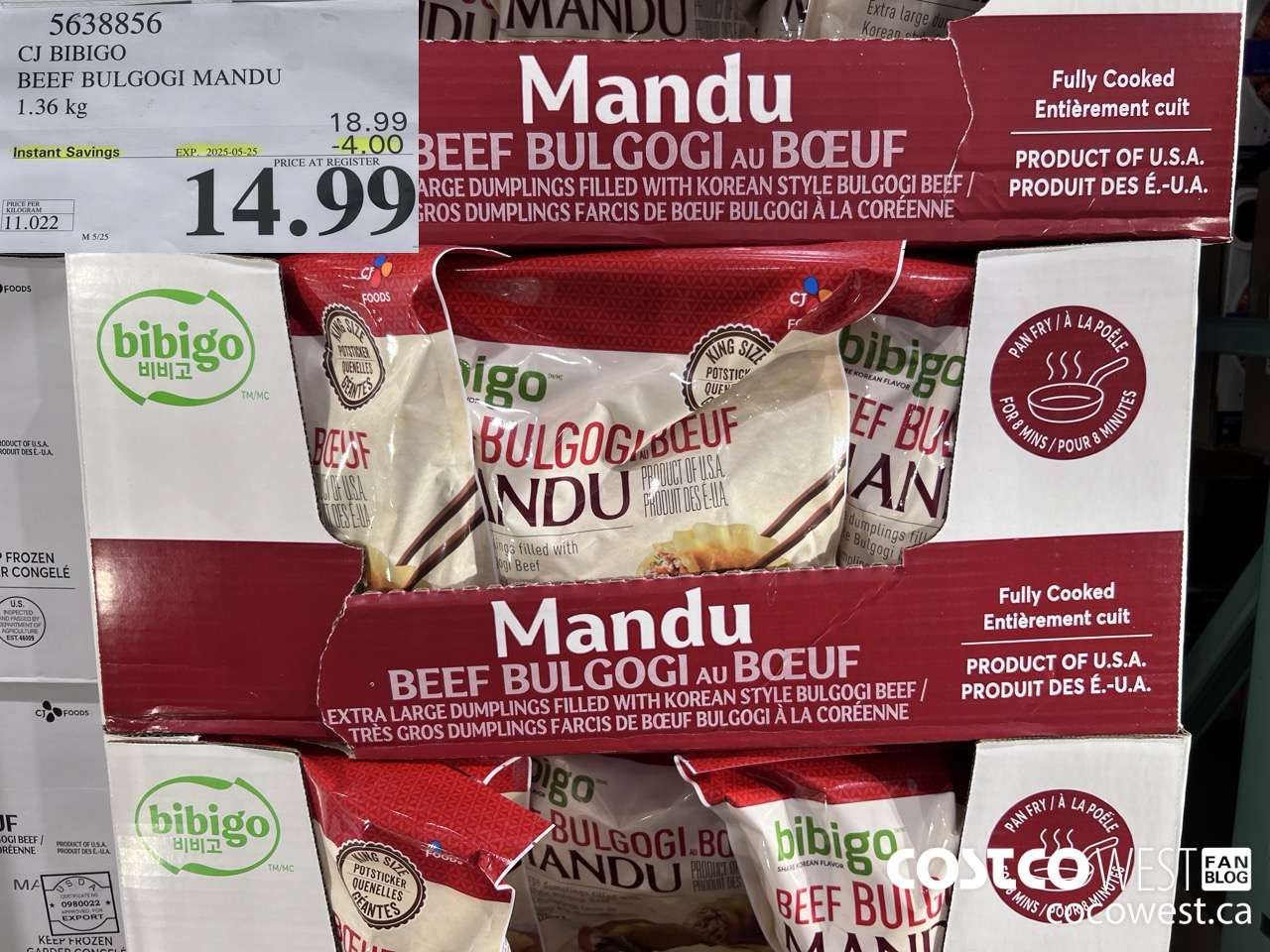 5638856 CJ BIBIGO BEEF BULGOGI MANDU 1.36 kg ($4.00 INSTANT SAVINGS EXPIRES ON 2025-05-25) $14.99