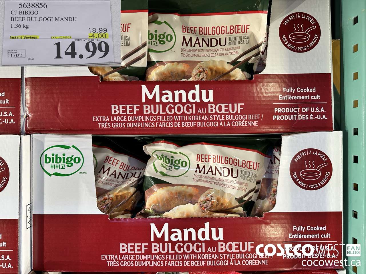 5638856 CJ BIBIGO BEEF BULGOGI MANDU 1.36 kg ($4.00 INSTANT SAVINGS EXPIRES ON 2025-05-25) $14.99