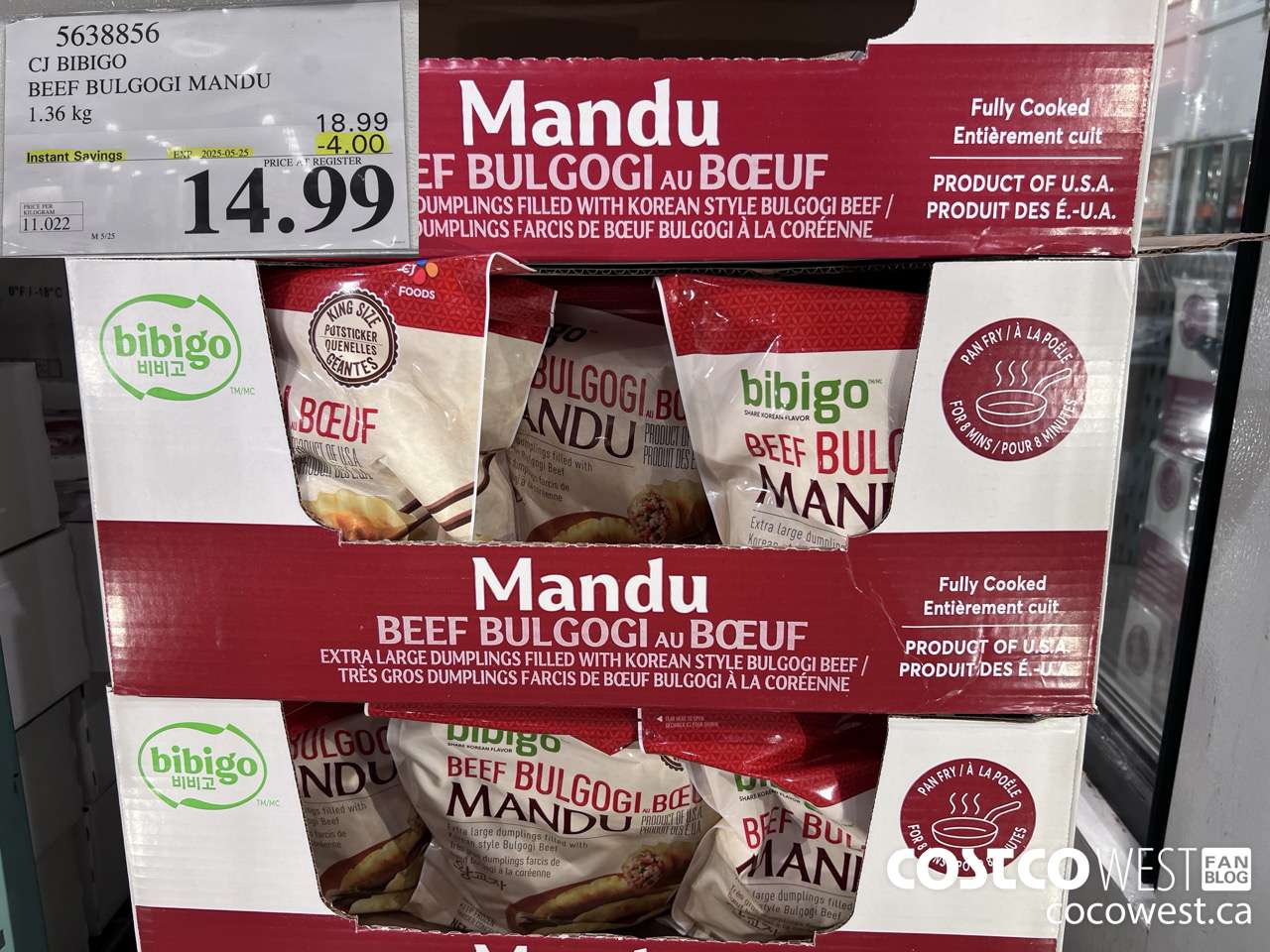 5638856 CJ BIBIGO BEEF BULGOGI MANDU 1.36 kg ($4.00 INSTANT SAVINGS EXPIRES ON 2025-05-25) $14.99