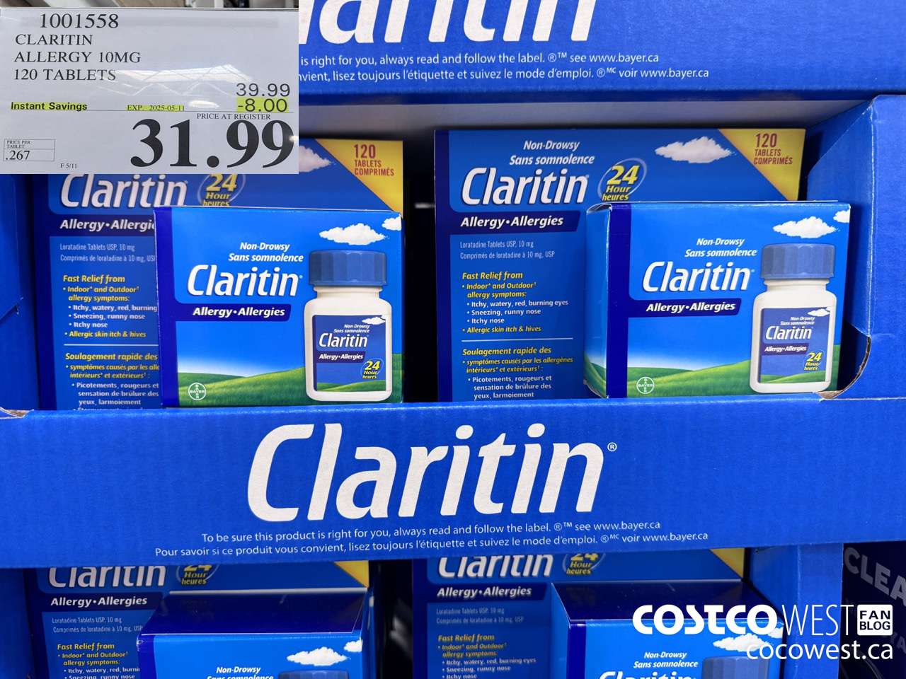 1001558 CLARITIN ALLERGY 10MG 120 TABLETS ($8.00 INSTANT SAVINGS EXPIRES ON 2025-05-11) $31.99
