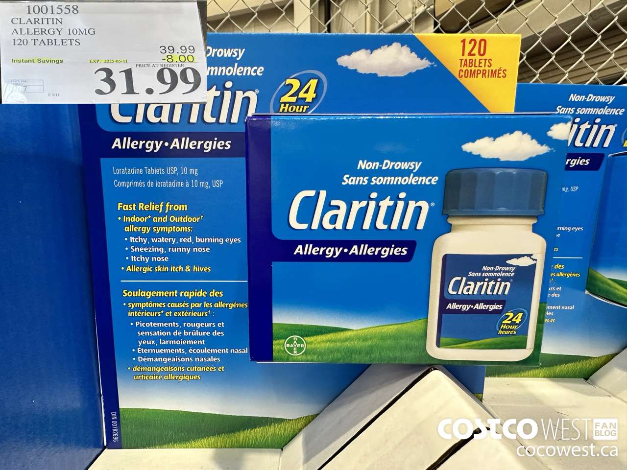 1001558 CLARITIN ALLERGY 10MG 120 TABLETS ($8.00 INSTANT SAVINGS EXPIRES ON 2025-05-11) $31.99