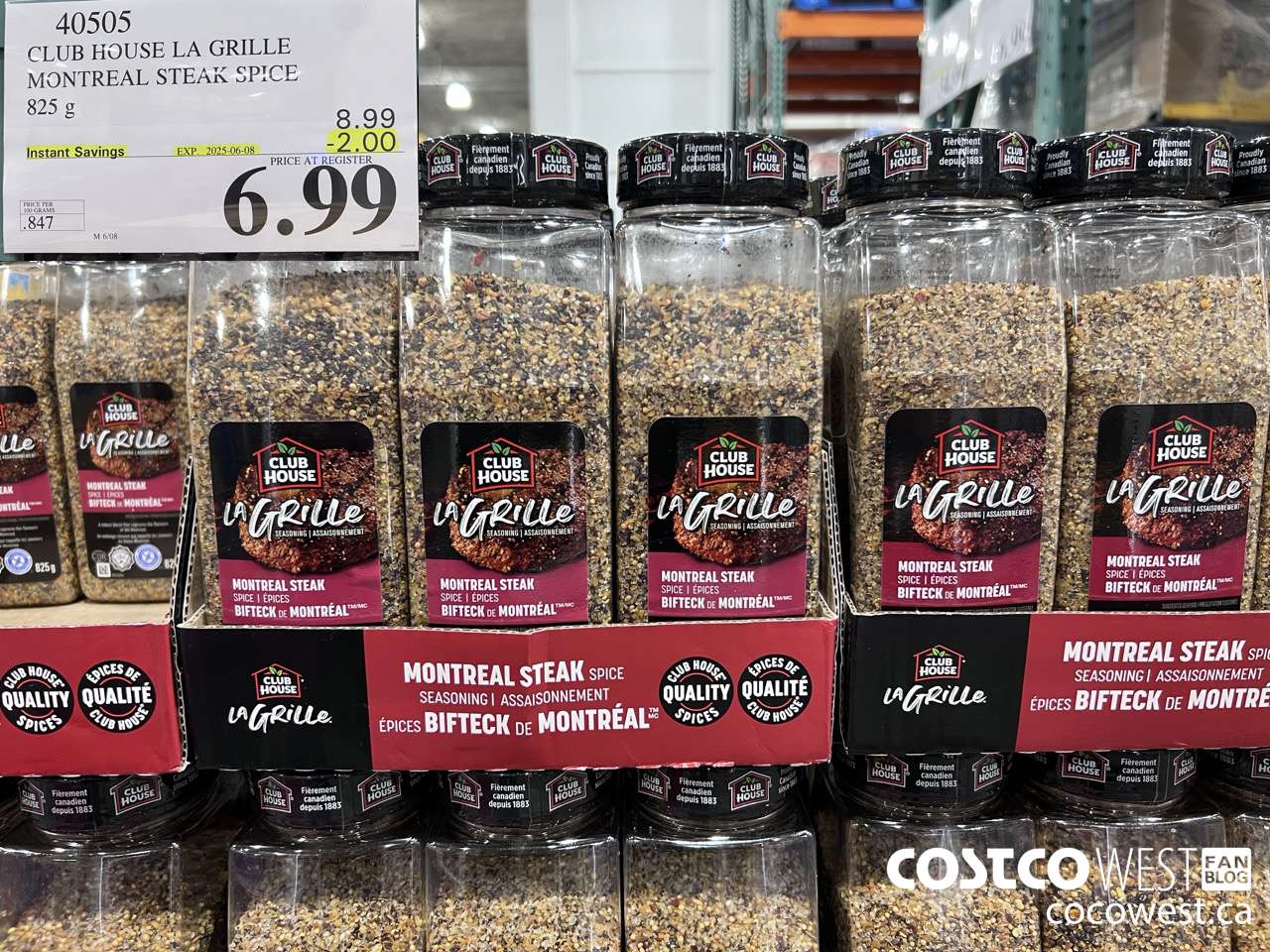 40505 CLUBHOUSE MONTREAL STEAK SPICE 825 g ($2.00 INSTANT SAVINGS EXPIRES ON 2025-06-08) $6.99