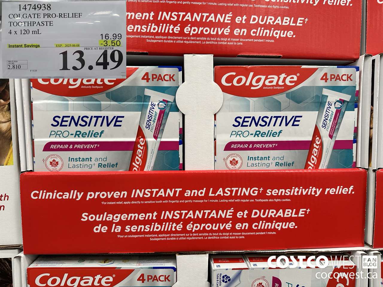 1474938 COLGATE PRO-RELIEF TOOTHPASTE 4 x 120 mL ($3.50 INSTANT SAVINGS EXPIRES ON 2025-06-08) $13.49