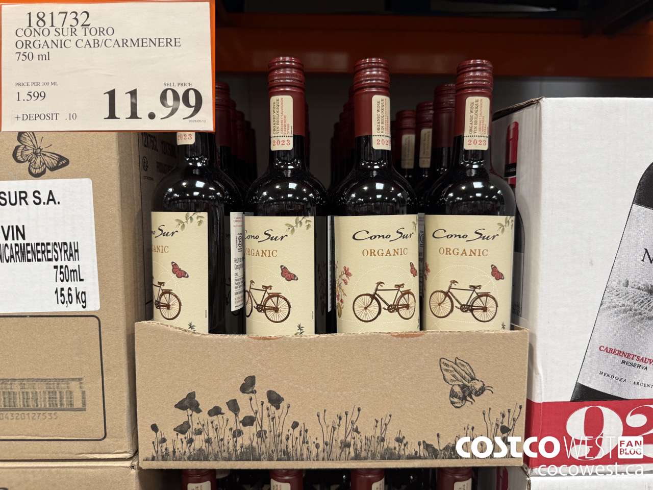 181732 CONO SU TORO ORGANIC CAB/CARMENERE 750 ML $11.99