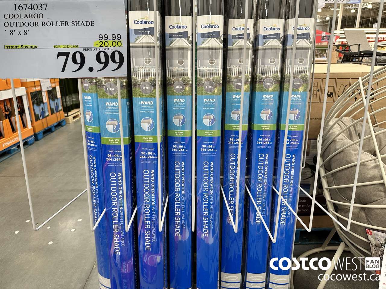 1674037 COOLAROO OUTDOOR ROLLER SHADE 8' X 8' ($20.00 INSTANT SAVINGS EXPIRES ON 2025-05-04) $79.99