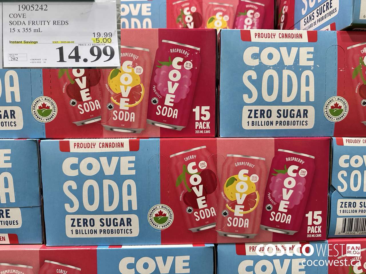 1905242 COVE SODA FRUITY REDS 15 X 355ML ($5.00 INSTANT SAVINGS EXPIRES ON 2025-06-08) $14.99