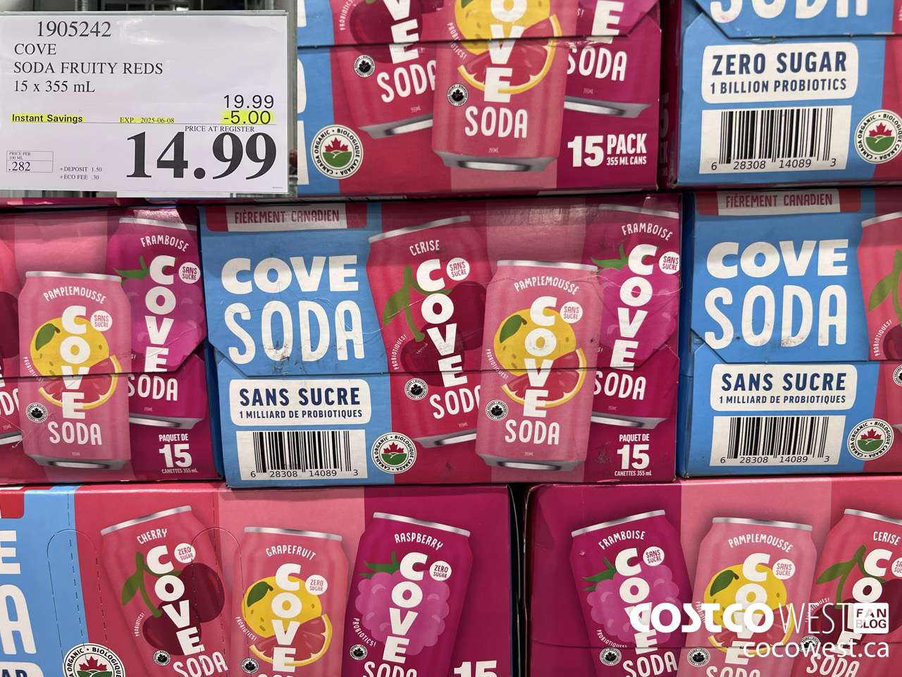 1905242 COVE SODA FRUITY REDS 15 X 355ML ($5.00 INSTANT SAVINGS EXPIRES ON 2025-06-08) $14.99