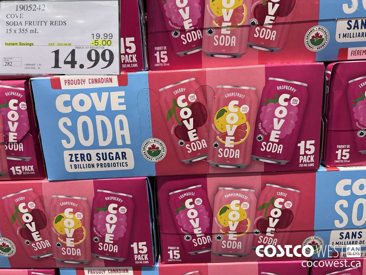1905242 COVE SODA FRUITY REDS 15 X 355ML ($5.00 INSTANT SAVINGS EXPIRES ON 2025-06-08) $14.99