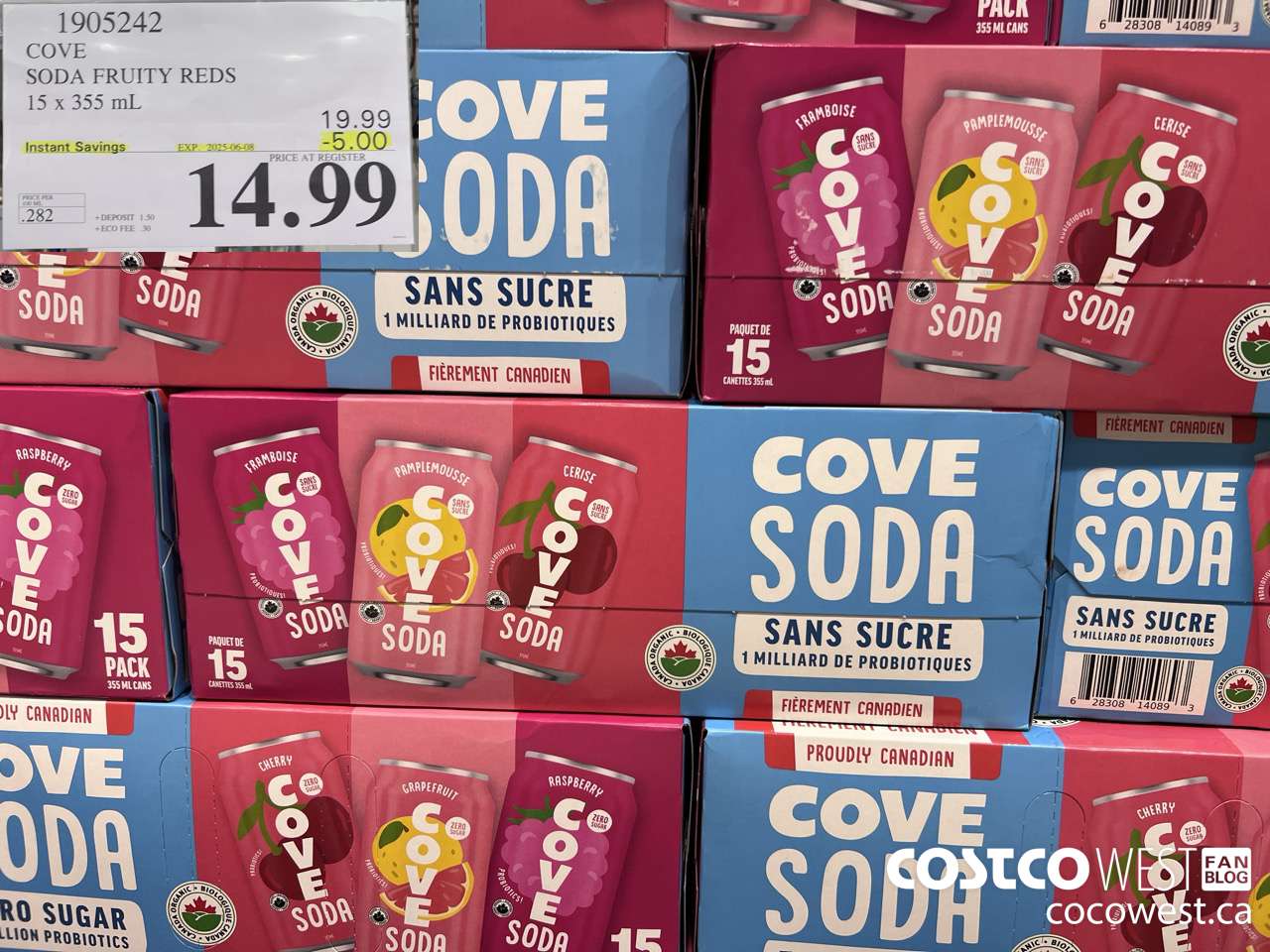 1905242 COVE SODA FRUITY REDS 15 X 355ML ($5.00 INSTANT SAVINGS EXPIRES ON 2025-06-08) $14.99