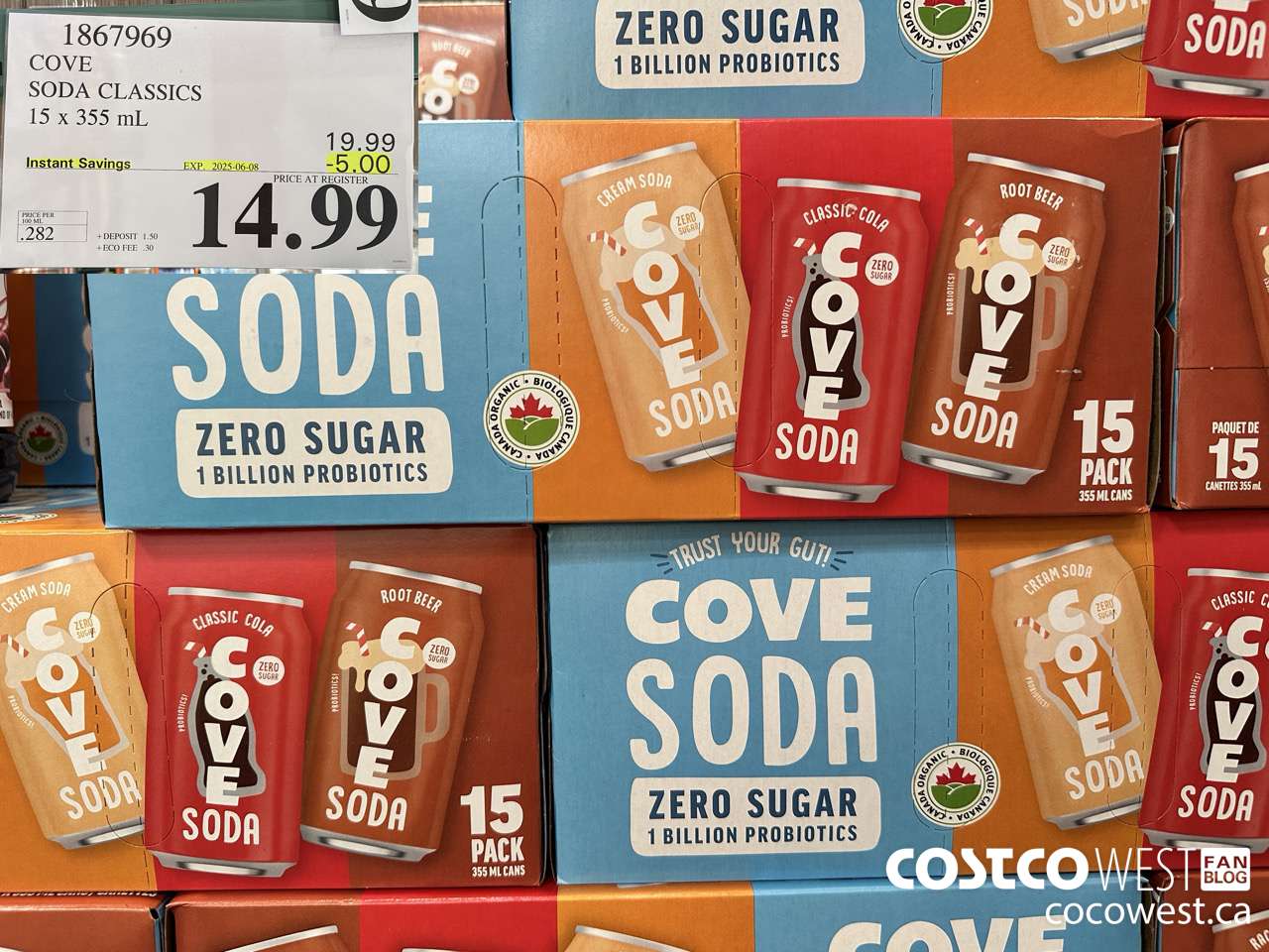 1867969 COVE SODA VARIETY 15 X 355ML ($5.00 INSTANT SAVINGS EXPIRES ON 2025-06-08) $14.99